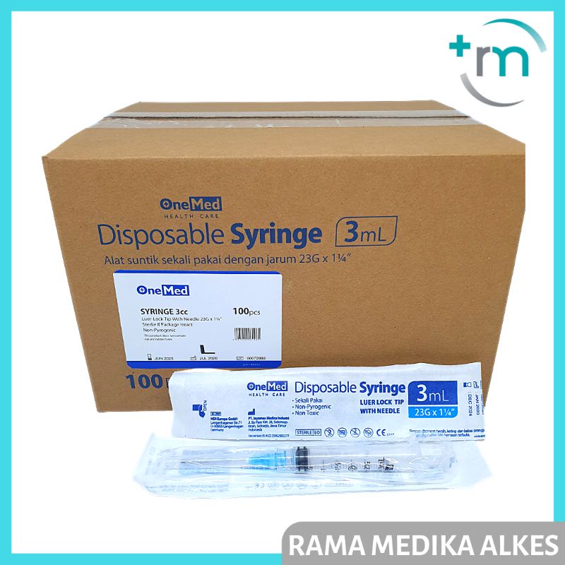 syringe spet spuit 3 cc 3 ml Onemed  ECER