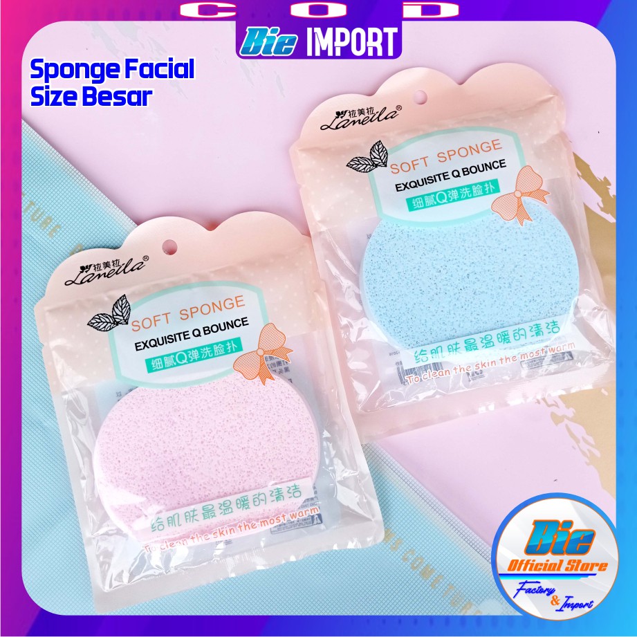 2 Pcs Spon Facial Pembersih Wajah Premium Size Besar Impor Best Seller