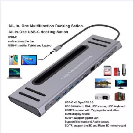 12 in 1 All-in-one USB-C Multi-Function Docking Station