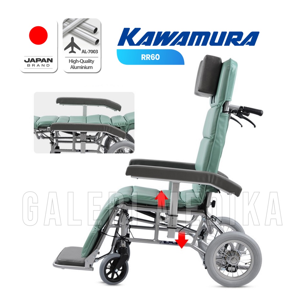 Kawamura Type RR60  Reclining Wheelchair / Berbaring - Kursi Roda Jepang