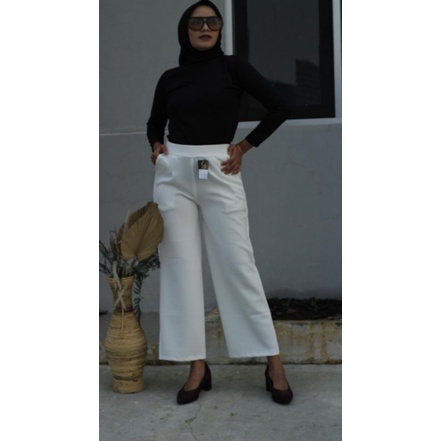 3A Fashion - Celana Kulot High Waist Scuba Premium Pinggang Full Karet
