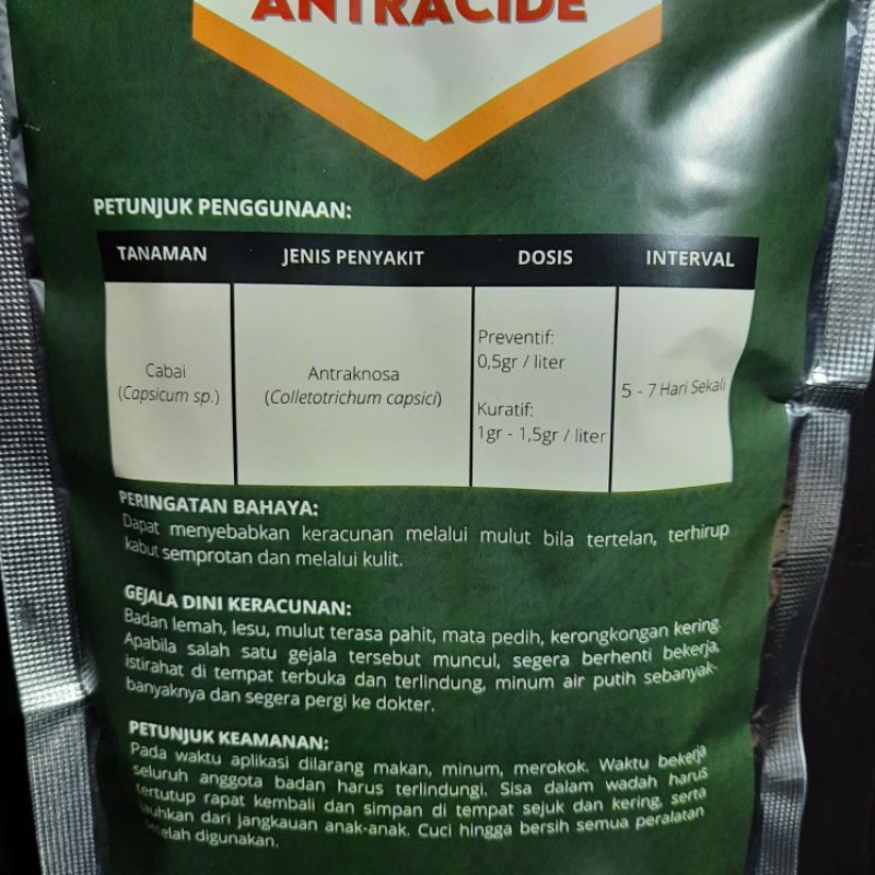 ANTRACIDE 84 SG 250 gram Fungisida Antraknosa / Patek / Cacar / Busuk Buah