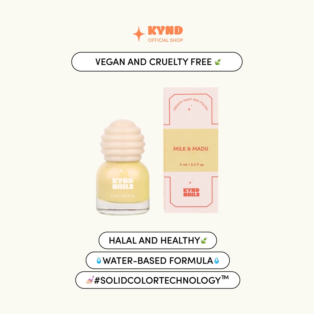 KYND BEAUTY Milk &amp; Madu Creamy Paint | Waterbased Healthy Halal Peel-Off Nail Polish  ORI 100%  Isi : 11ml