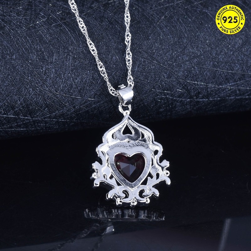 Love Heart-Shaped Ruby Red Tourmaline Pendant Necklace for Women