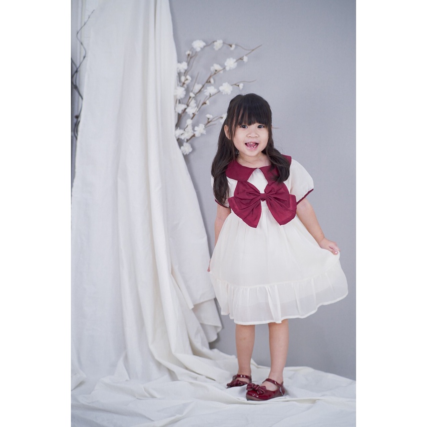 Promo !! dress trendy anak perempuan - dress japan ribbon large gurl import uk 1-4th