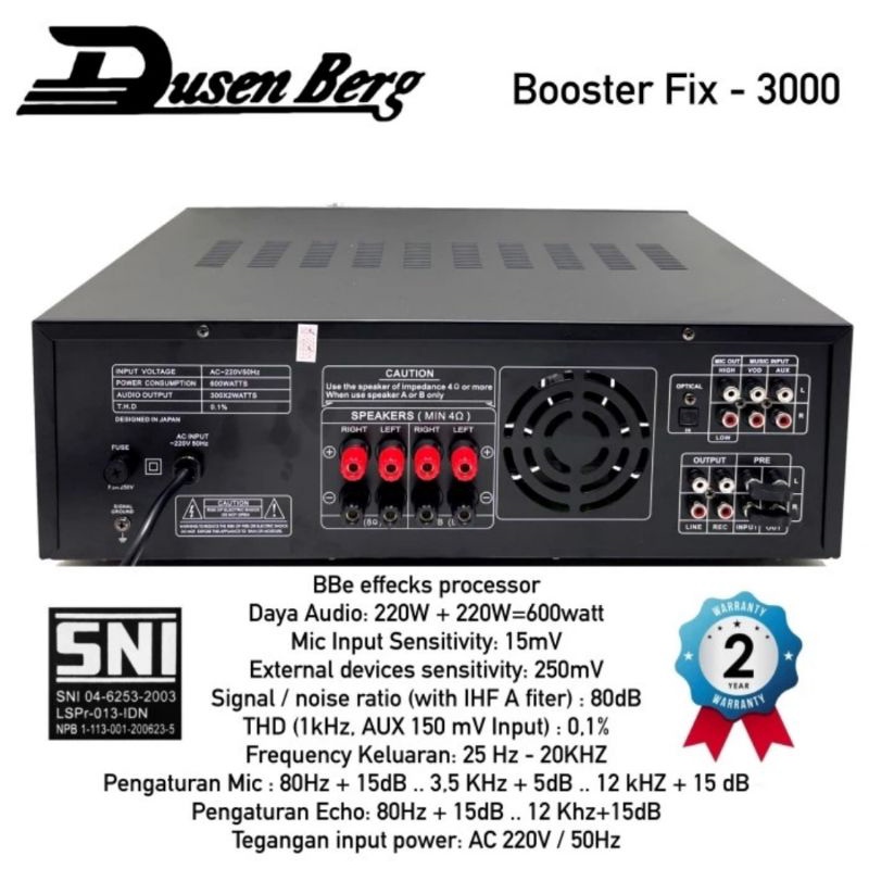 Amplifier DUSENBERG Fix 3000 Karaoke Smart Tv Bluetooth Usb Optical Original