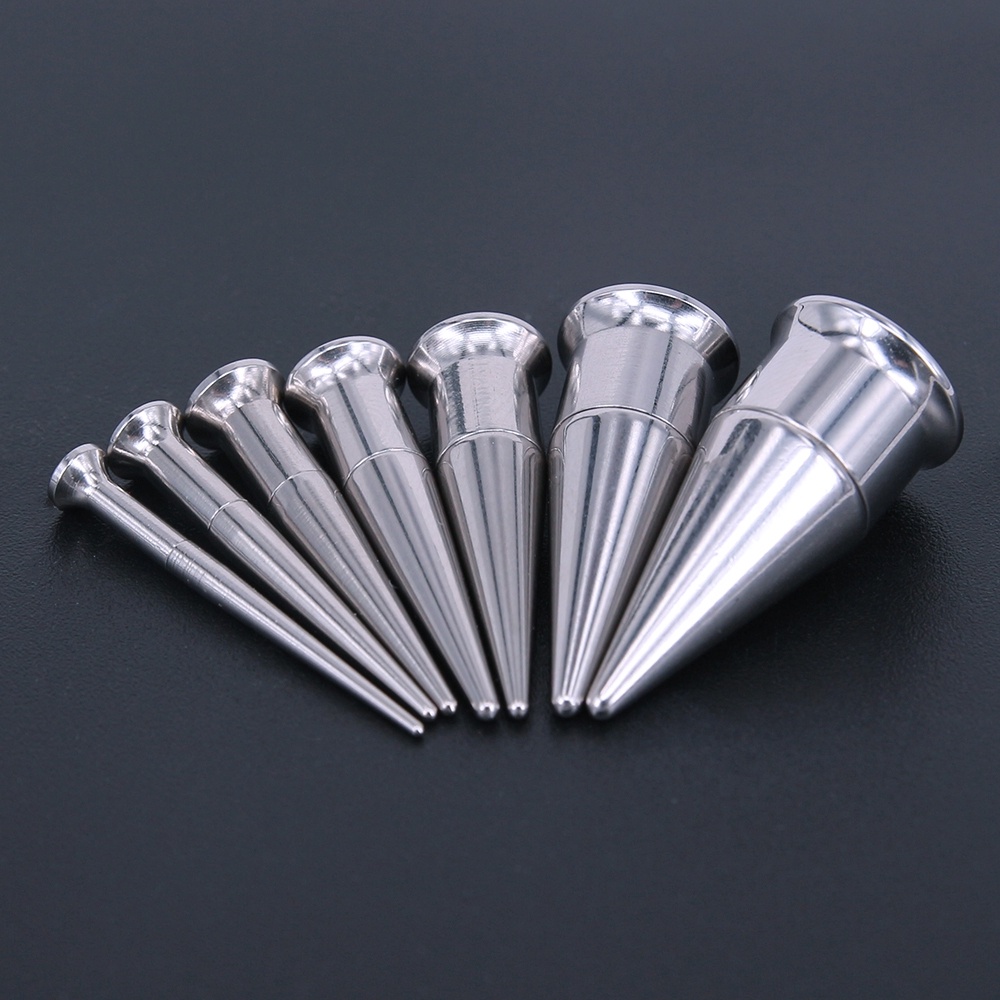 1 Set Pelebar Tindikan Telinga Bahan Stainless Steel Warna Silver