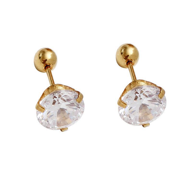 3 Prong Two Penggunaan Tulang Rawan Tragus Anting Stainless Steel Mode Kristal Anting Zirkon Mini 1 Pc Ear Stud-Gold-transparent