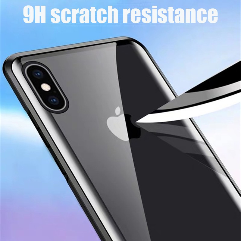 Case Tempered Glass Magnetik Dua Sisi Untuk iPhone 11 11pro max 7 Plus x xr