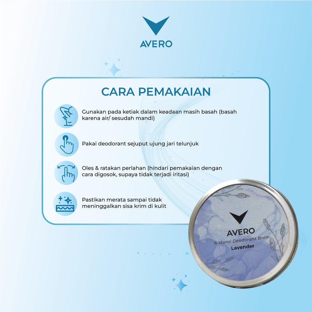 AVERO Paket Hemat Get 2pcs - Solid Deo Balm Tanpa Alkohol, Alumunium &amp; Pengawet - 30g