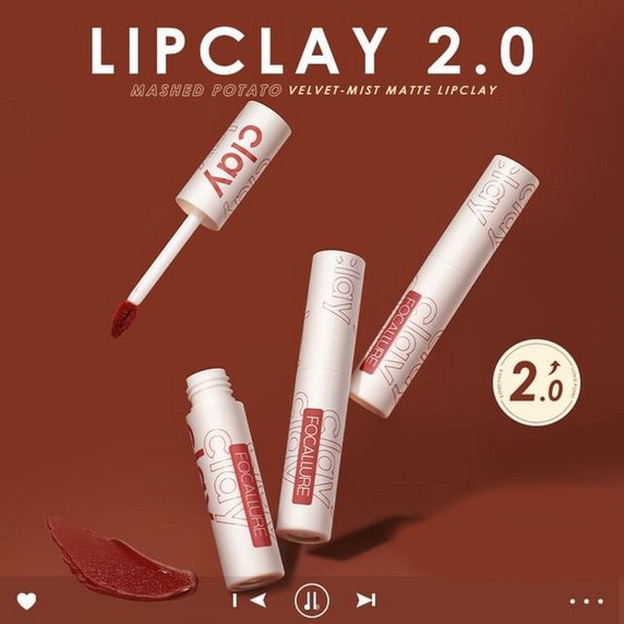 ★ BB ★  FOCALLURE Clay Pillowy Soft Liquid Lipstick - Lipstik Cream Velvet-Mist Matte Lip Clay - FA179 - FA 179