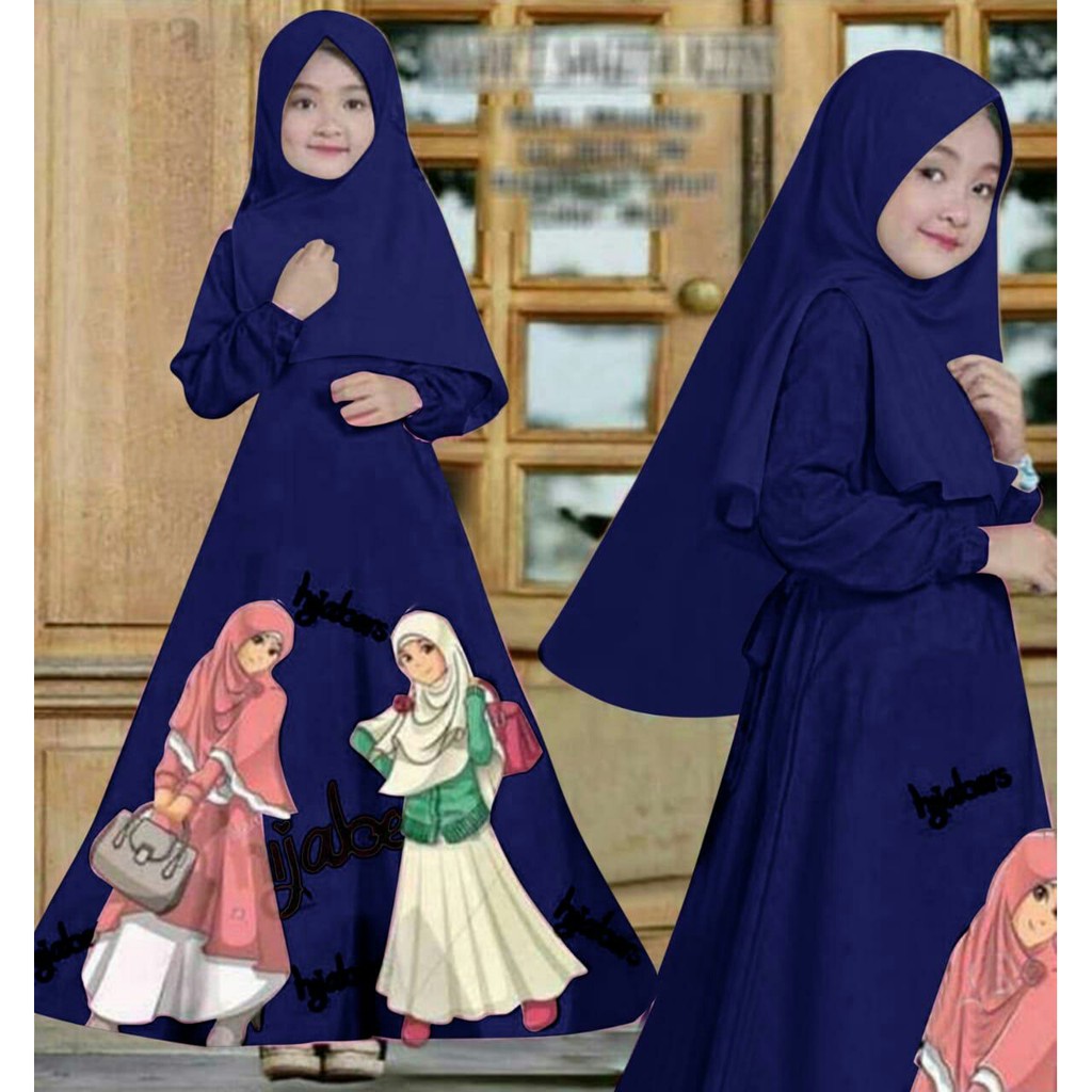 HOPYLOVY - Gamis Anak Printing Hijabers Kids Umur 8 - 10 tahun