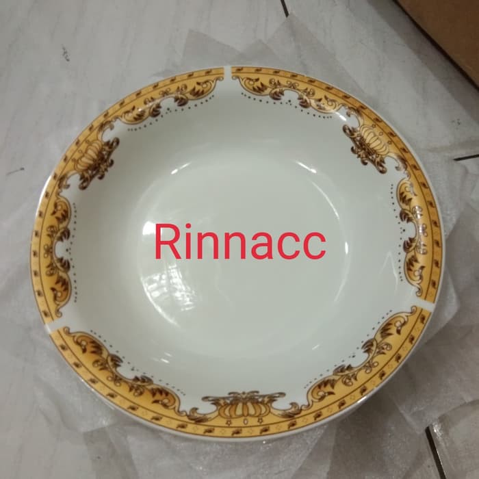 Piring Makan Omega 9.25&quot; Merk White Line Ceramic Bahan Porselin