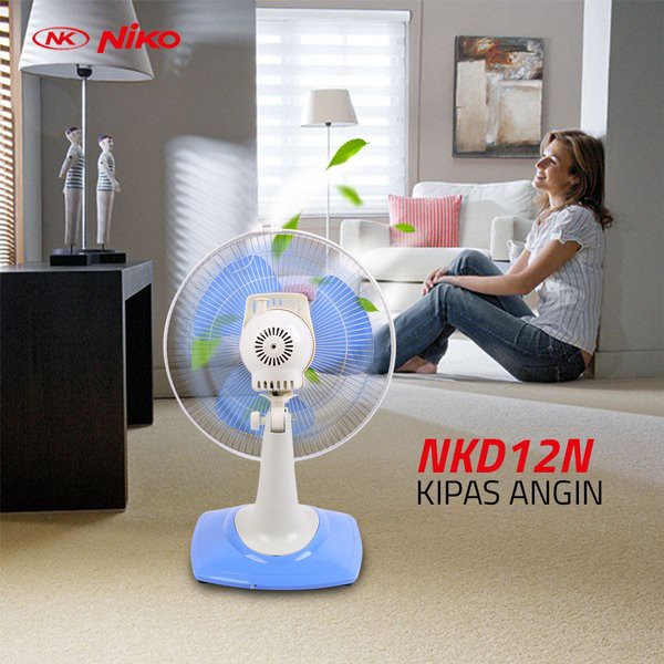 NIKO NKDW 12N DESK WALL FAN KIPAS ANGIN DUDUK MEJA DINDING 2 IN 1 12 INCH 37 WATT