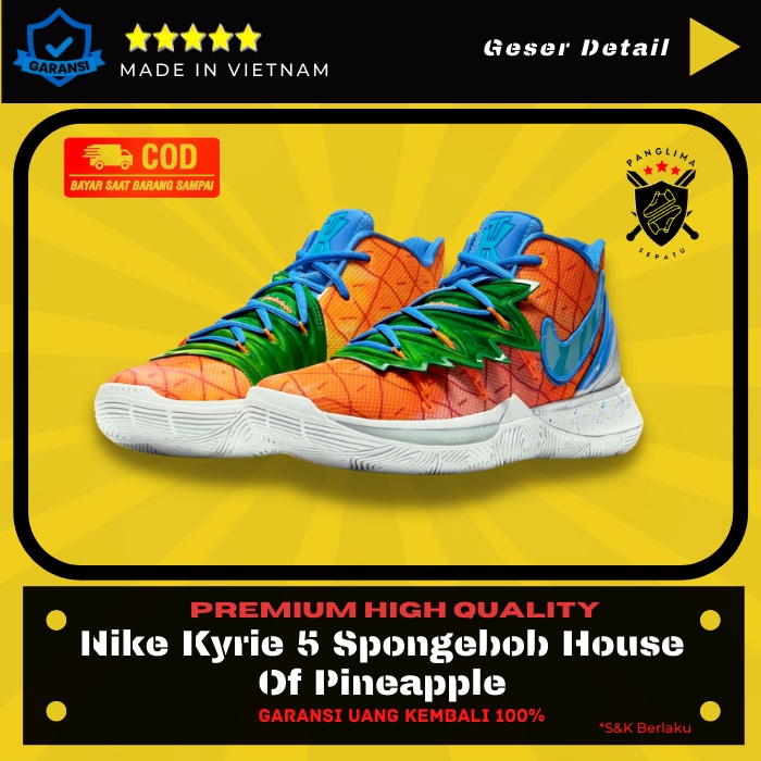 Sepatu Basket Nike Kyrie 5 Spongebob House Of Pineapple Sneakers Pria Wanita Sneaker Import Premium