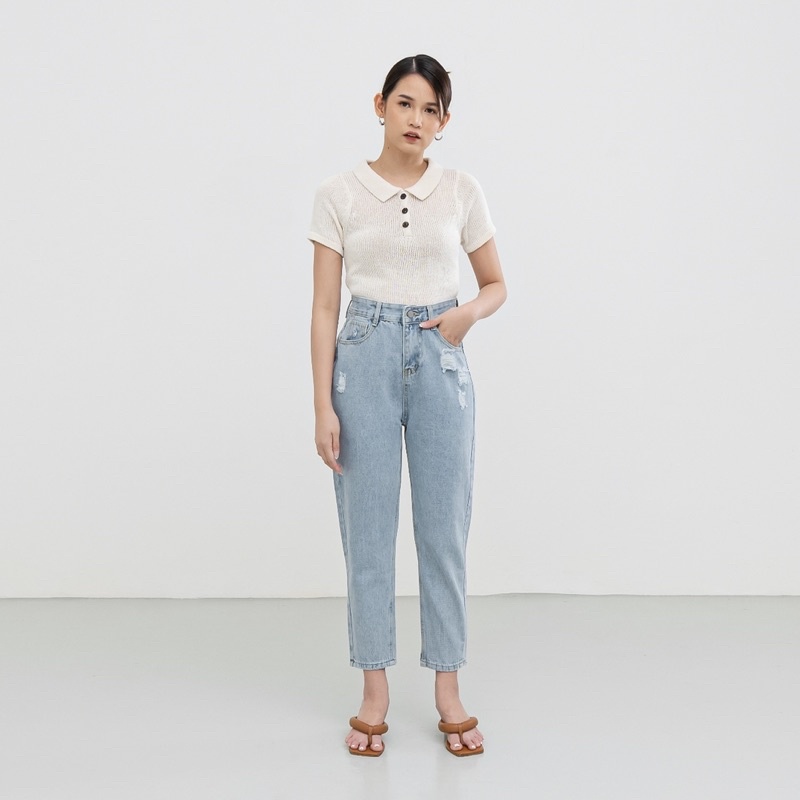 VIERLIN - Jeans 8628 - CELANA BOYFRIEND JEANS HIGHWAIST