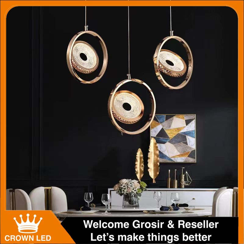 Lampu Gantung Hias Premium Edition Luxury Glass Chandelier Lamp Gold