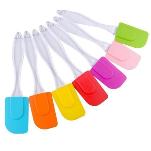 Spatula silikon 25cm / 10inch . Scraper warna gagang bening