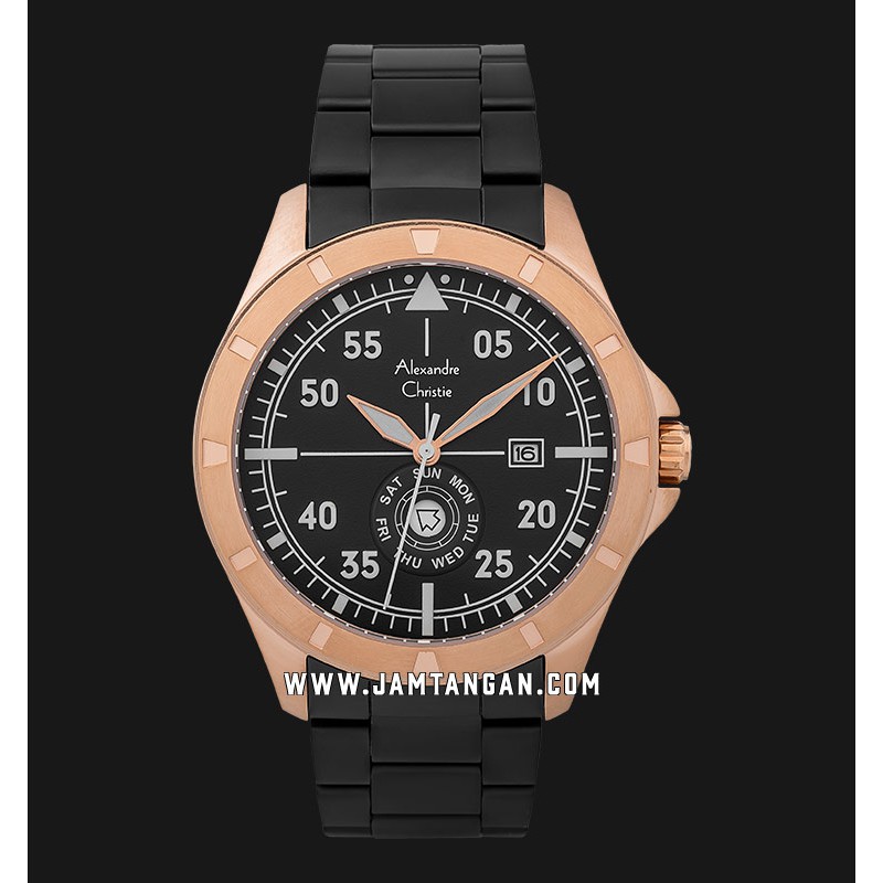 Alexandre Christie AC 6537 ME BBRBA Men Black Dial Black Stainless Steel Strap