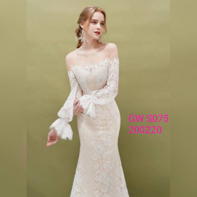 Gaun Wedding Pengantin Model Sabrina Sexy Tangan Panjang SABRINA WEDDING GOWN PERNIKAHAN