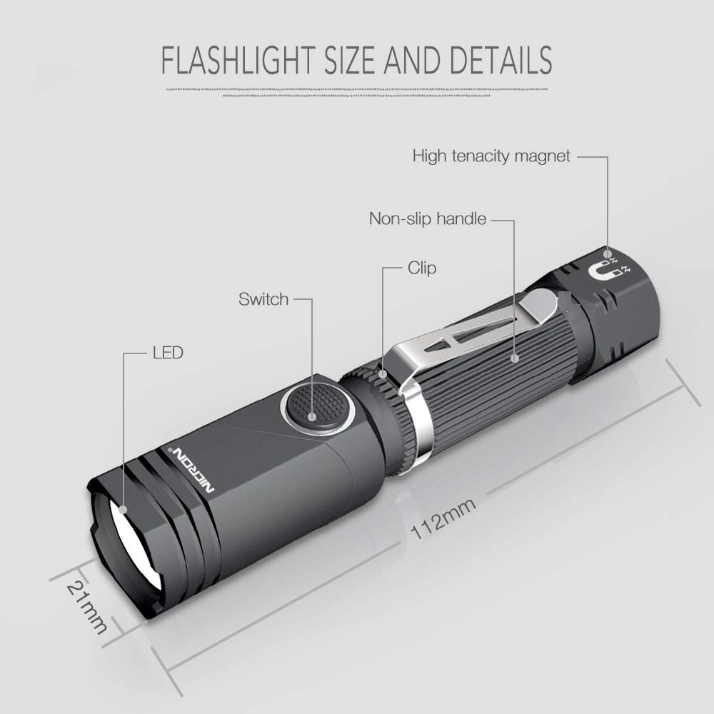 NICRON B74e - Mini Twist 90-degree Magnetic Tail Flash Light - Senter Mini Super Terang dari NICRON