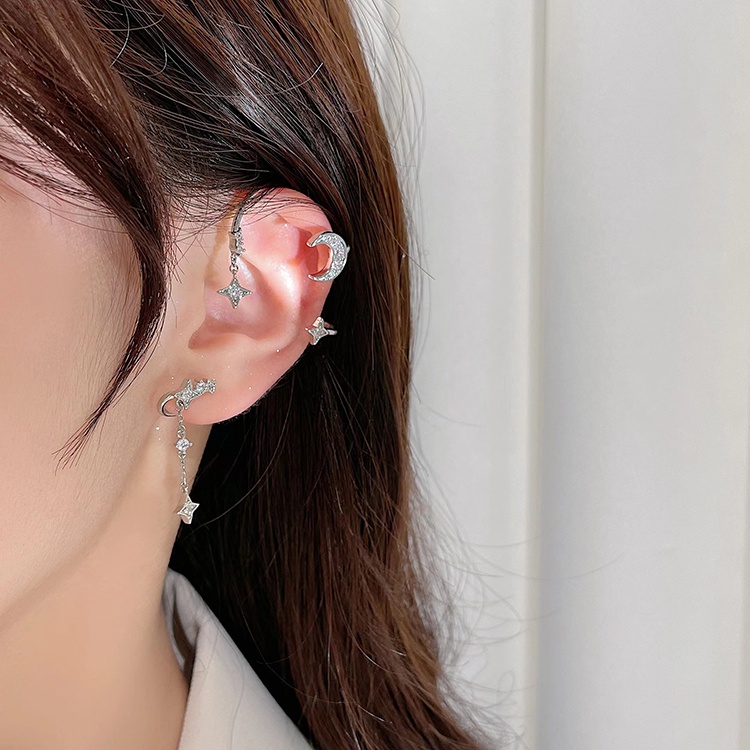 Anting Klip Tanpa Tindik Bentuk Bulan Sabit Gaya Korea Untuk Wanita