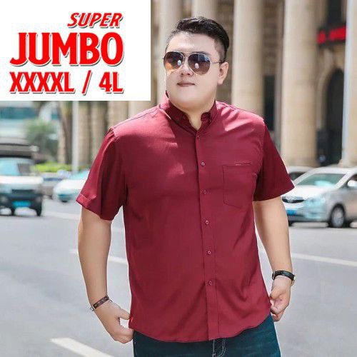 KEMEJA POLOS JUMBO LENGAN PENDEK XXL / XXXL