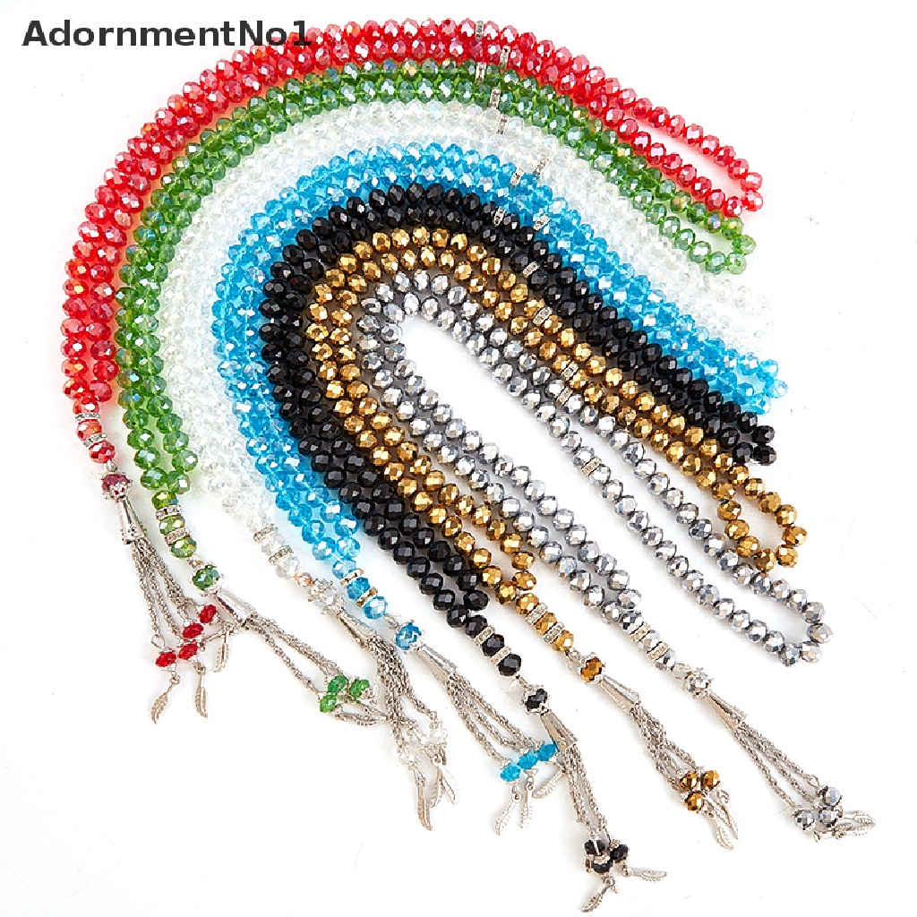 (AdornmentNo1) Gelang Tasbih Masbaha Muslim 99 Manik-Manik Kristal 8mm