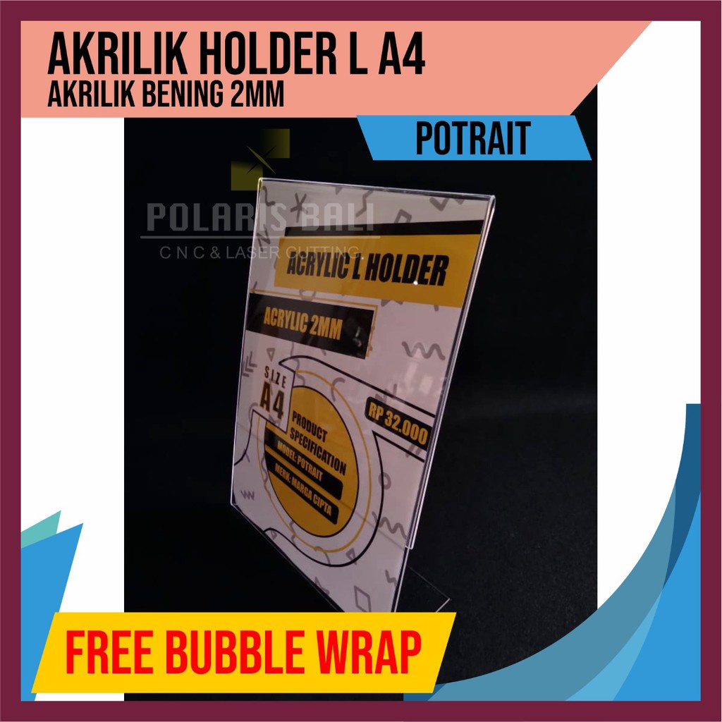 

AKRILIK L CARD A4 TEMPAT BROSUR MEJA/ACRYLIC L HOLDER