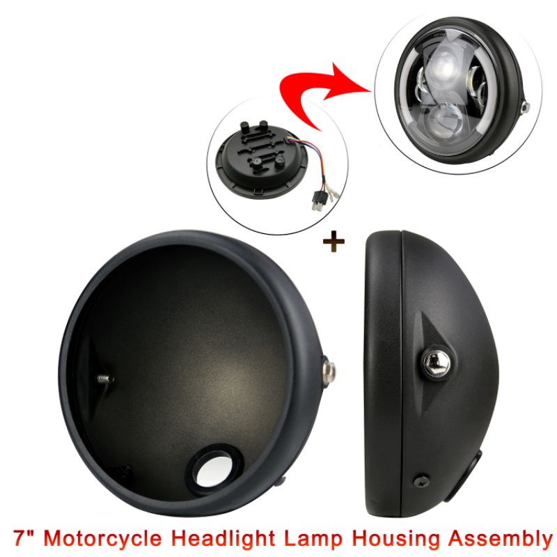 Batok Daymaker 7 inch IMPORT Cover lampu LED Custom Japstyle Hitam dan Crhome