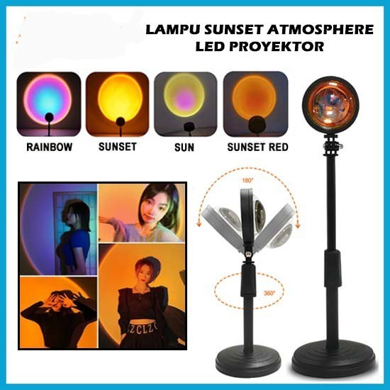 Lampu Sunset LED Lampu Tidur Proyektor Fill Night Lamp Plus Tripod