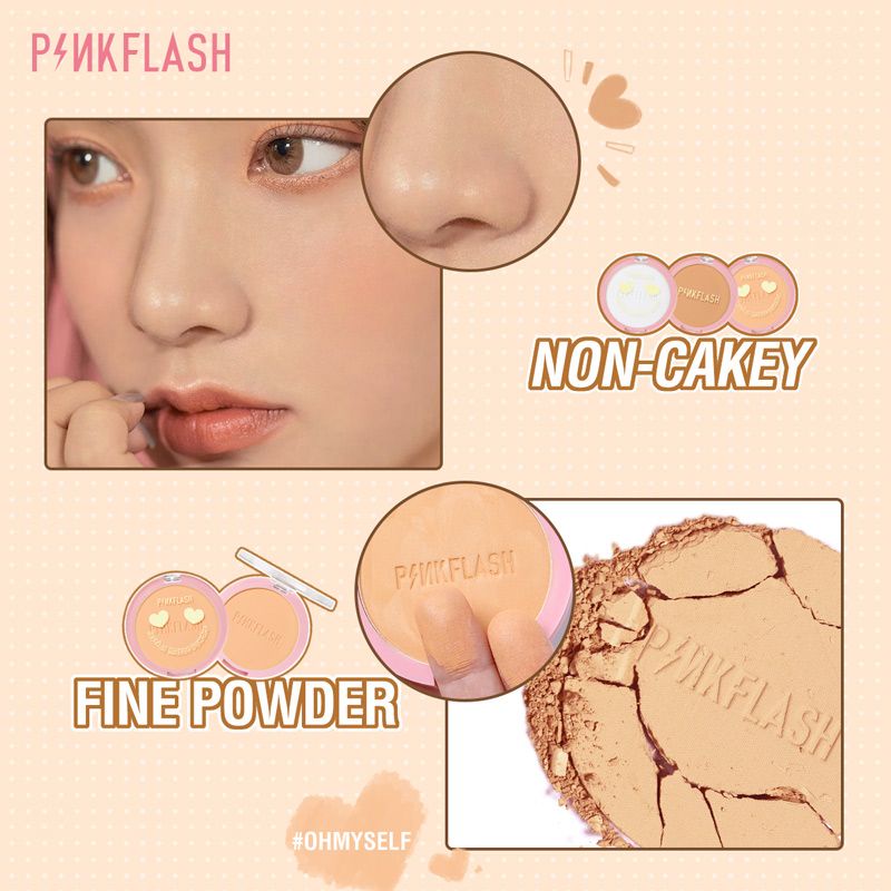 PINKFLASH OhMySelf Pressed Powder Long-lasting Matte Lightweight Oil Control Special Edition Bedak Padat PF-F08