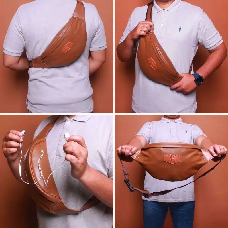TAS WB WAISTBAG Pinggang kulit tas selempang pria good quality