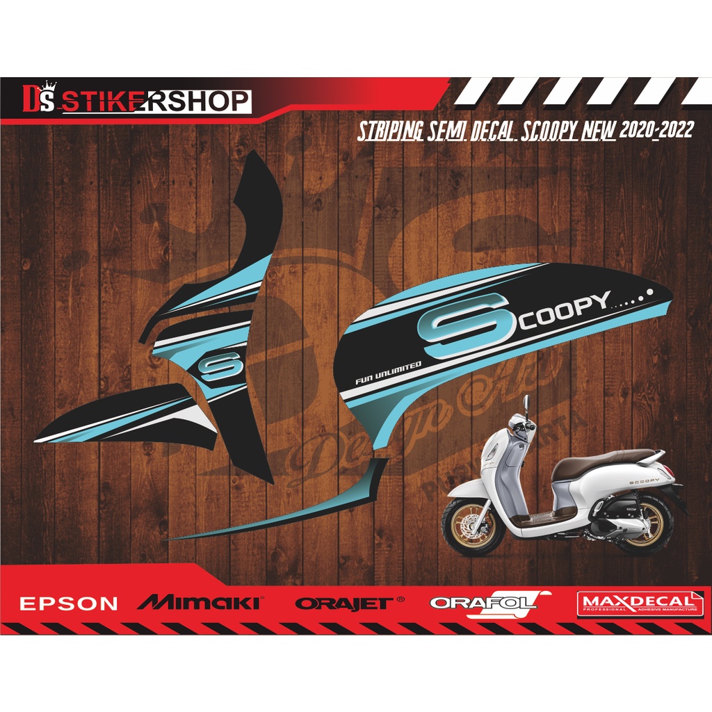 striping honda scoopy new 2020-2021 variasi.striping semi decal scoopy warna hitam biru muda