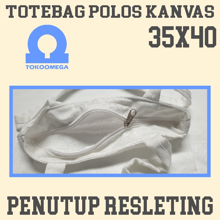 tokoomega Tote Bag Polos Kanvas Putih Premium 35x40