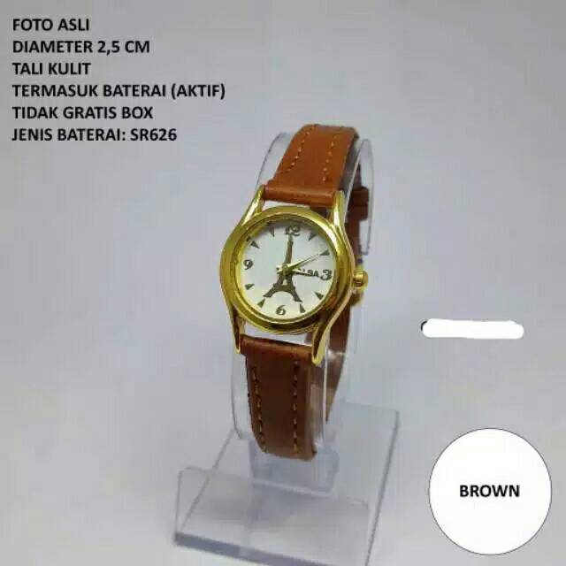 Jam Tangan Wanita Alba Strap Kulit Ring Gold