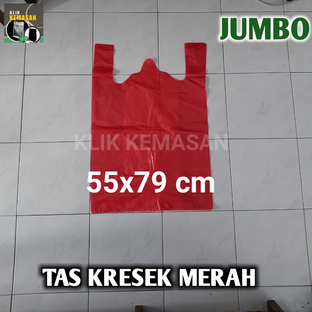 TAS KRESEK MERAH BESAR JUMBO 55X79CM/KANTONG SAMPAH PLASTIK PACKING