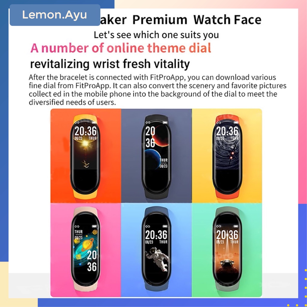 Jam Tangan Pintar Smartwatch M6 Olahraga Gelang Pintar Pelacak Detak Jantung Pedometer Monitor Tekanan Darah