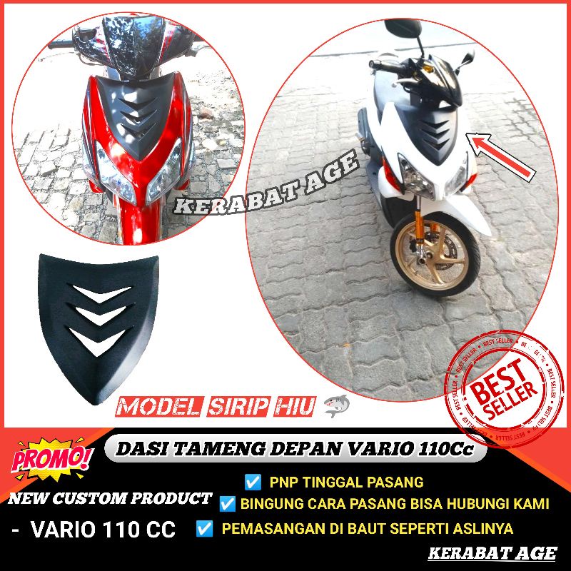 Dasi Panel Tameng Depan Vario Lama 110 Karbu Hitam Custom sirip hiu