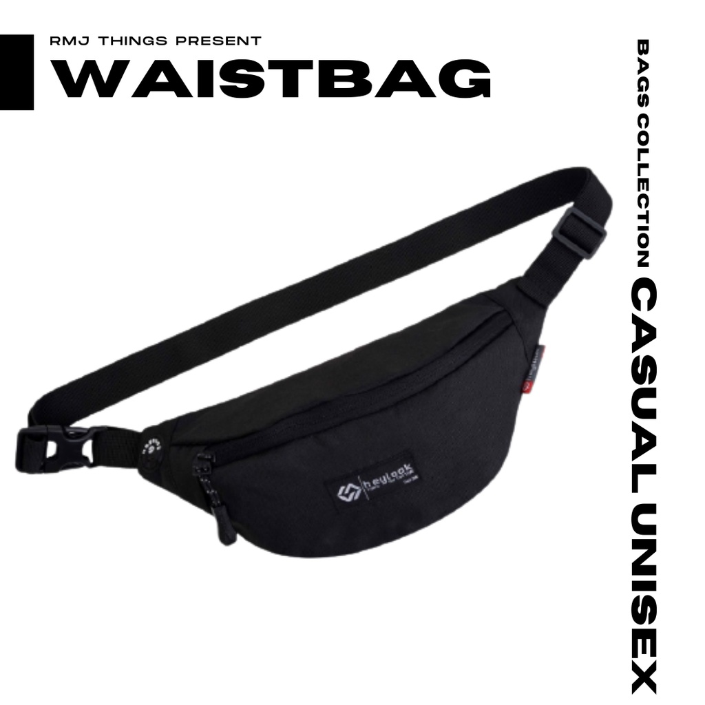 Tas Slempang Cowok Cewek Unisex Distro Terbaru Keren Selempang Waistbag Kerja Ear Phone Waist Bag Da