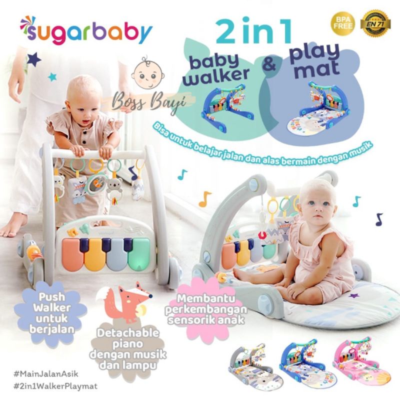 SUGARBABY - 2in1 Baby Walker + Playmat / Dua Fungsi Alat Bantu Jalan dan Alas Bermain Bayi