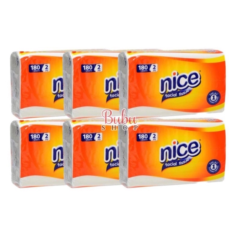 paket (6pcs) tisu nice 180 sheets 2ply (6pcs)