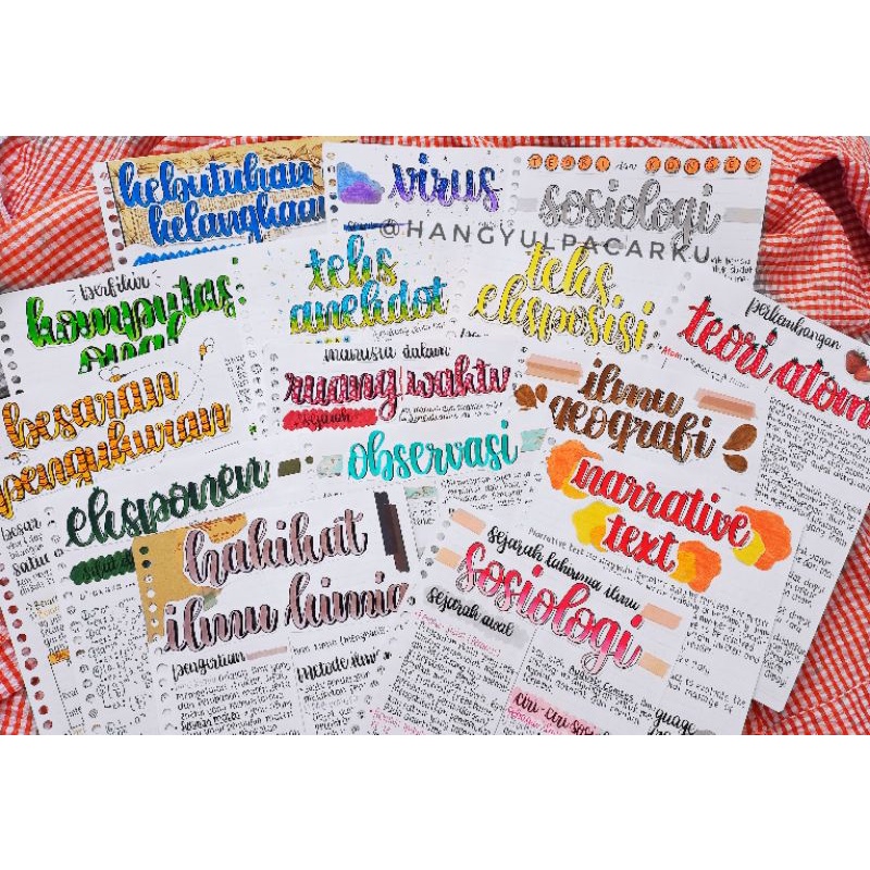 Jasa Tulis Catatan Aesthetic ala Studygram (Lettering, sticker, dll)