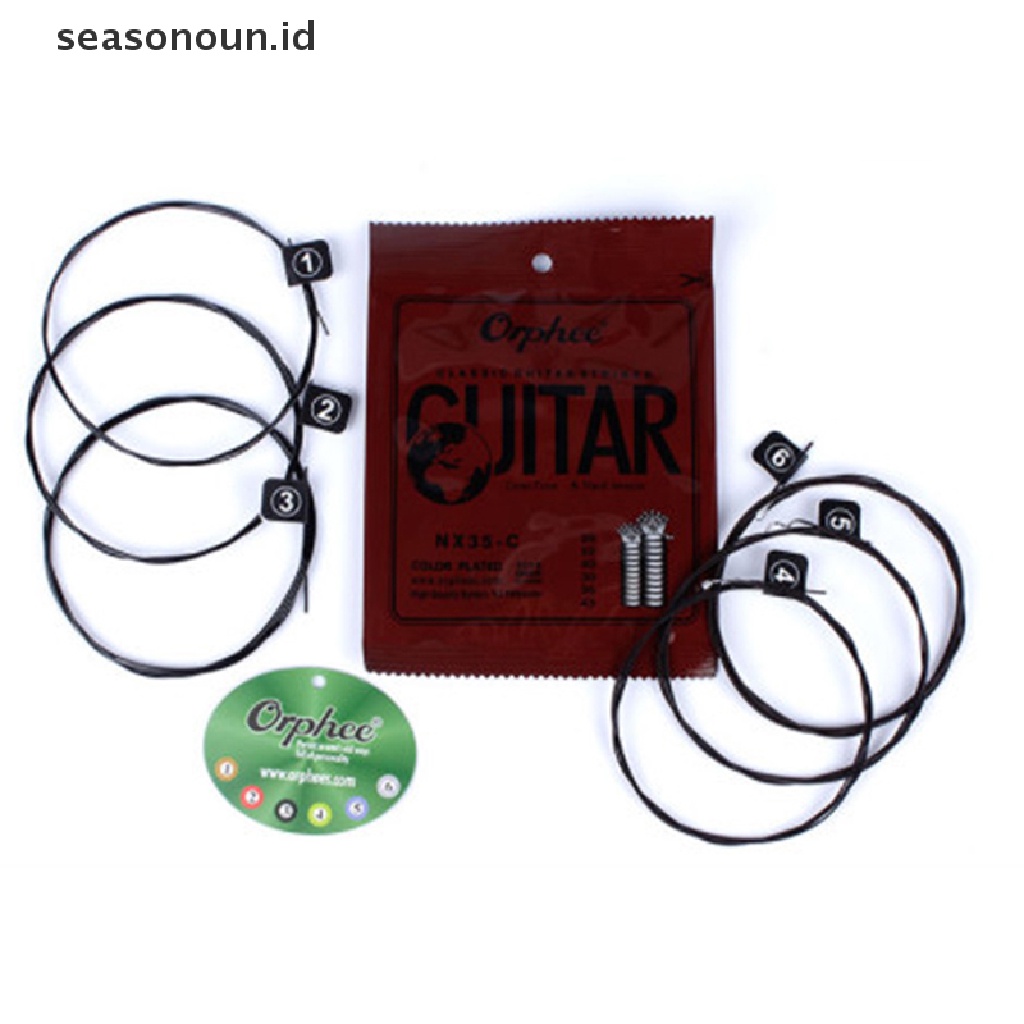 (seasonoun) 6pcs / lot Senar Gitar Klasik Bahan Nilon + 3% Polyester NX35-C