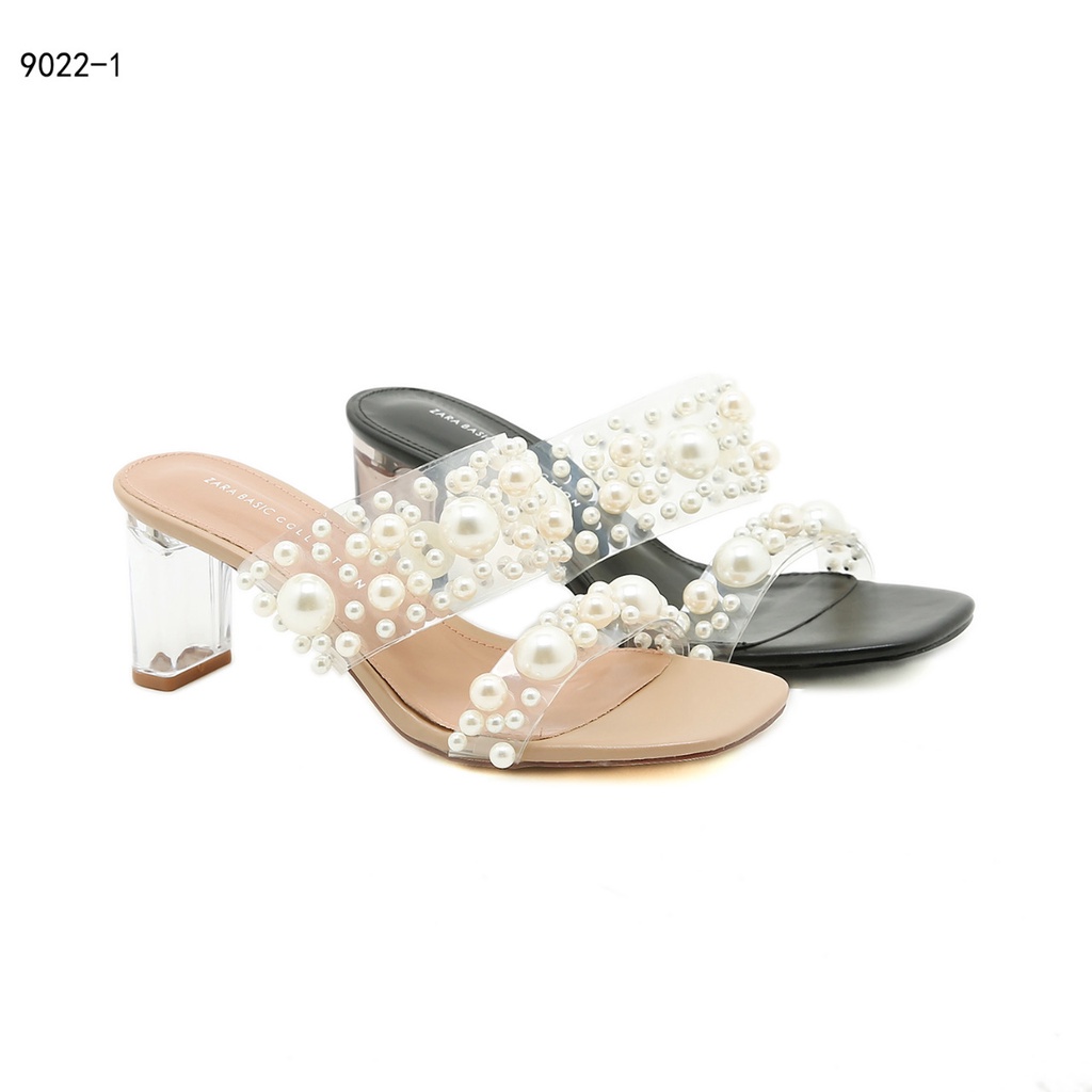 ZR Heeled Double Strap  Sandals With Pearls #9022-1