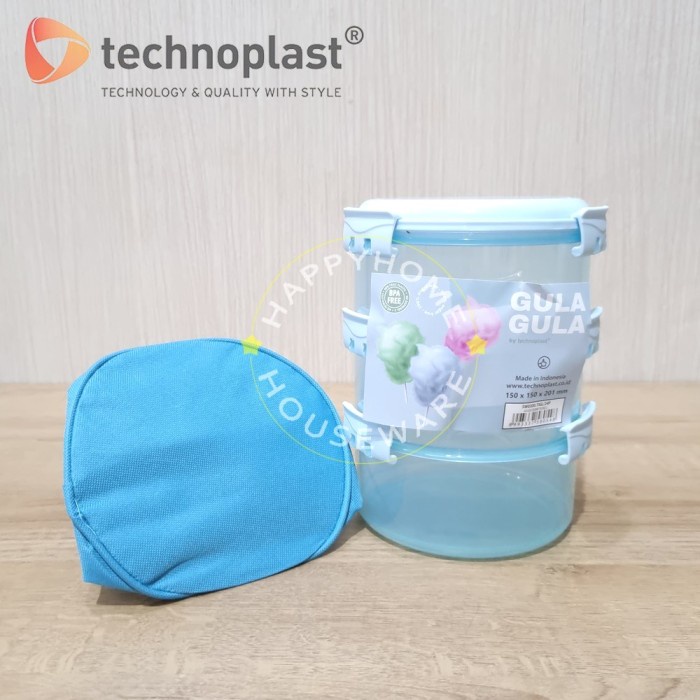 TECHNOPLAST Gula-Gula Sealware Stackable 3Ssn|Rantang Click Lock + Tas