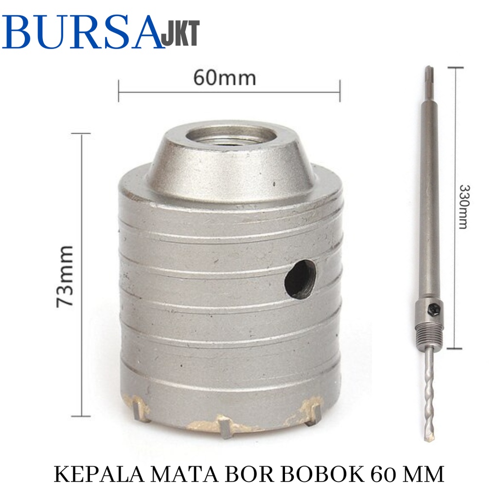 MATA BOR SET LUBANG HOLESAW 30 - 80 MM + KONEKTOR HOLLOW CORE SDS PLUS 110 MM