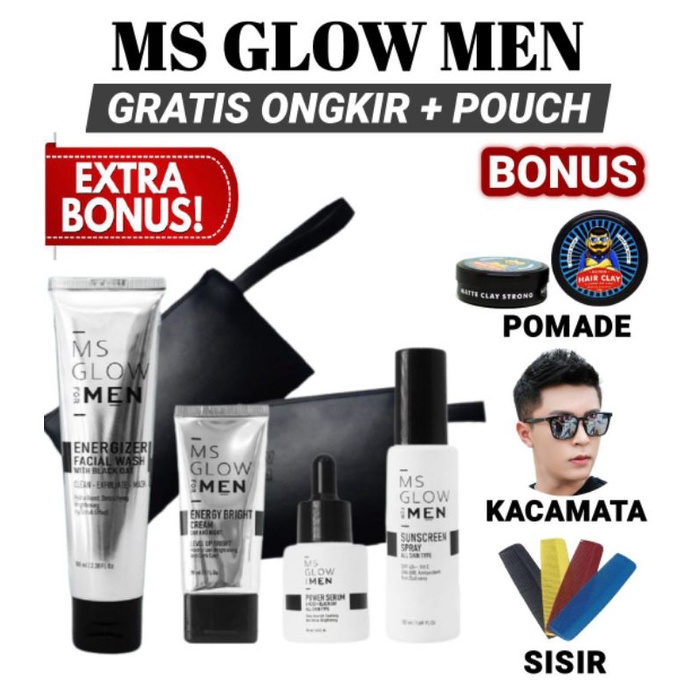 MS GLOW MEN ORIGINAL SKINCARE WAJAH PRIA / MS GLOW FOR MEN BASIC LENGKAP / MS GLOW MEN PAKET LENGKAP 4IN1 BASIC / MS GLOW MAN /  SKINCARE COWOK / MSGLOW MEN PENCERAH WAJAH PENGHILANG FLEK HITAM BPOM