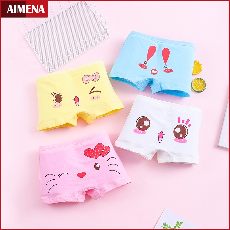 3PCS Gadis Celana Dalam Katun Anak-anak Lucu Boxer Nyaman Lembut Cd