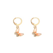 LRC Anting Tusuk Fashion Dripping Butterfly Alloy Earrings With Diamonds K37034